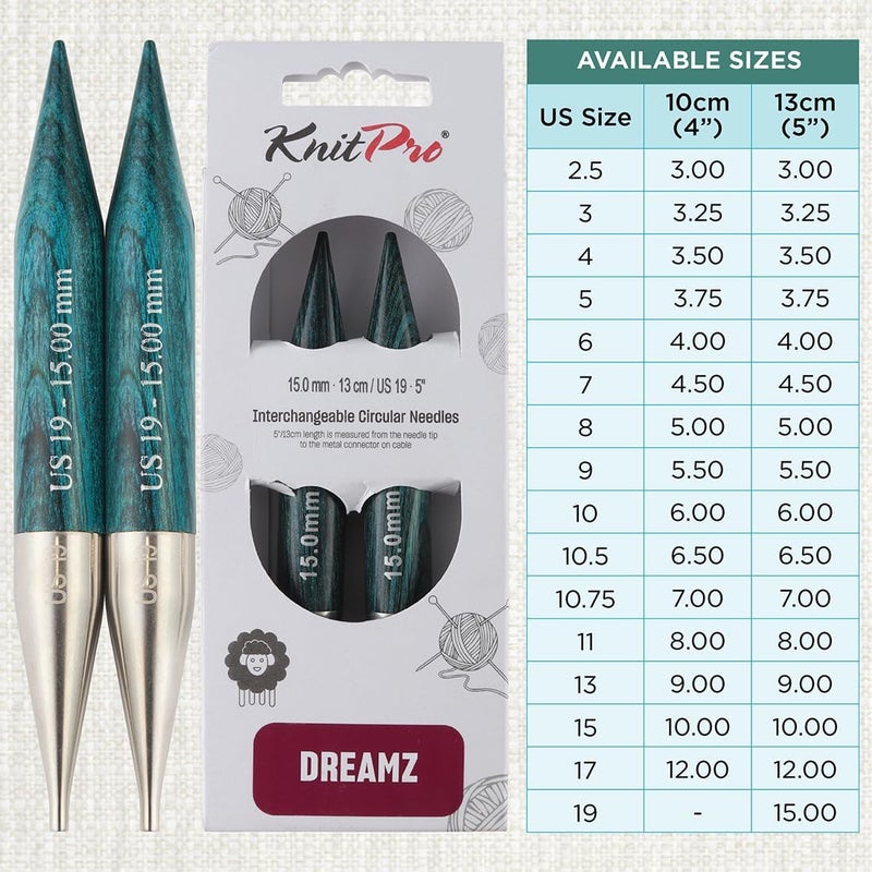Knit Pro Dreamz Interchangeable Circular Needles 5" (13cm) | US Size 19 (15mm) - Image 4